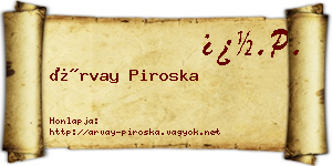 Árvay Piroska névjegykártya
