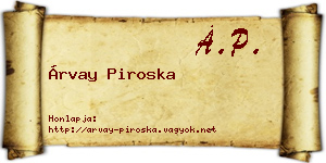 Árvay Piroska névjegykártya